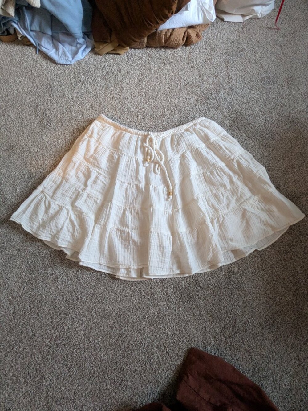 Off-white Tiered Beach Mini Skirt